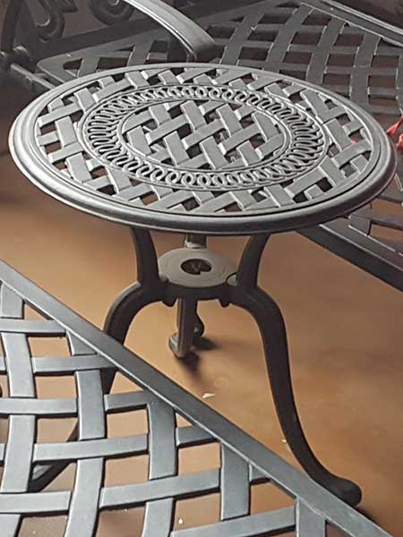 Round aluminium coffee table