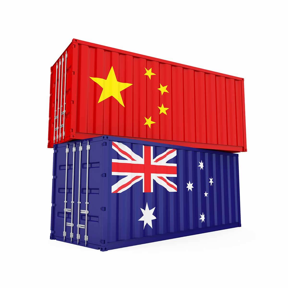 Import Export China Australia concept